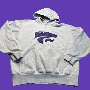 Nike Team Kansas State Wildcats Hoodie Small Gray Powercat NCAA Pullover Vintage